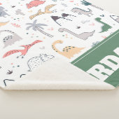 Fun Pastel Dinosaur Scene Pattern Sherpa Deken (3/4)