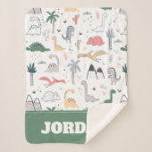 Fun Pastel Dinosaur Scene Pattern Sherpa Deken (Voorkant)