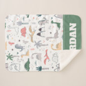 Fun Pastel Dinosaur Scene Pattern Sherpa Deken (Voorkant (horizontaal))