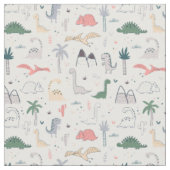 Fun Pastel Dinosaur Scene Pattern Stof (Close Up)