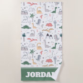 Fun Pastel Dinosaur Scene Pattern Strandlaken (Voorkant)