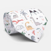Fun Pastel Dinosaur Scene Pattern Stropdas (Opgerold)