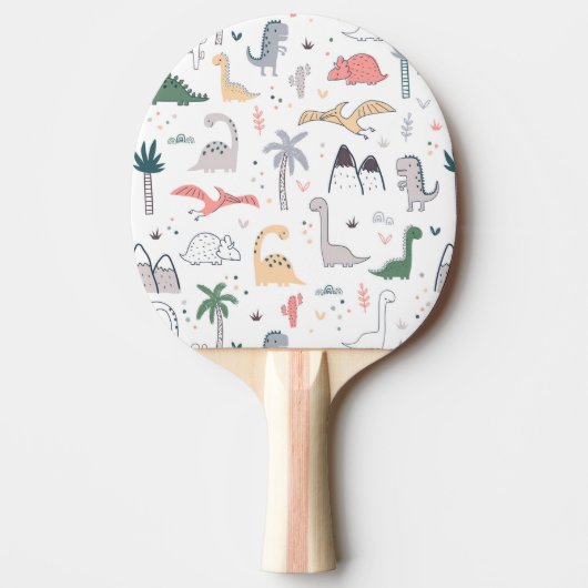 Fun Pastel Dinosaur Scene Pattern Tafeltennisbatje (Voorkant)
