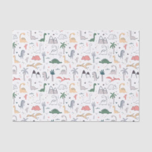 Fun Pastel Dinosaur Scene Pattern Tissuepapier