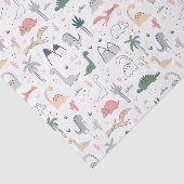 Fun Pastel Dinosaur Scene Pattern Tissuepapier (Detail)