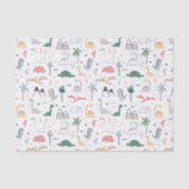 Fun Pastel Dinosaur Scene Pattern Tissuepapier (Voorkant)