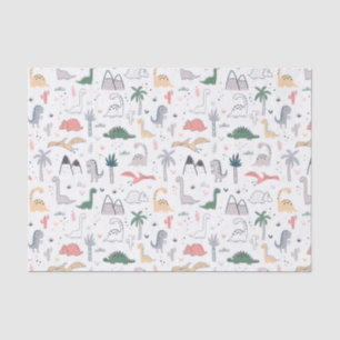 Fun Pastel Dinosaur Scene Pattern Tissuepapier