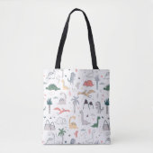 Fun Pastel Dinosaur Scene Pattern Tote Bag (Voorkant)