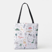 Fun Pastel Dinosaur Scene Pattern Tote Bag (Achterkant)