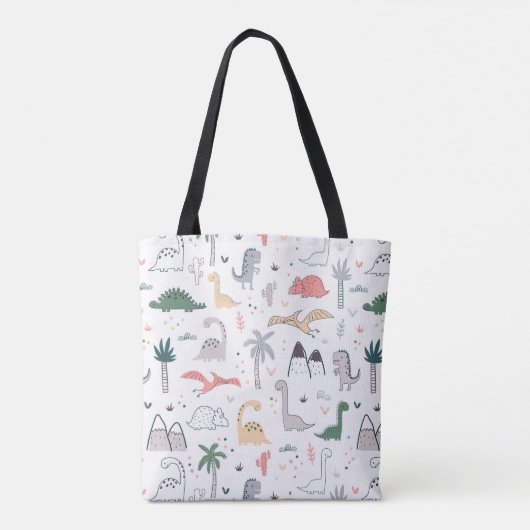 Fun Pastel Dinosaur Scene Pattern Tote Bag (Achterkant)