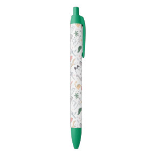 Fun Pastel Dinosaur Scene Pattern Zwarte Inkt Pen
