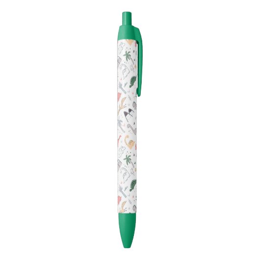 Fun Pastel Dinosaur Scene Pattern Zwarte Inkt Pen (Achterkant (Verticaal))