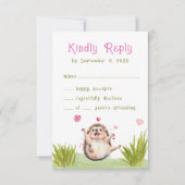 Fun Pastel Hedgehog Tuin Party Baby shower RSVP (Voorkant)