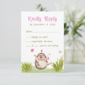 Fun Pastel Hedgehog Tuin Party Baby shower RSVP (Staand voorkant)