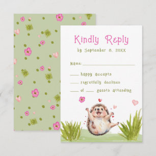 Fun Pastel Hedgehog Tuin Party Baby shower RSVP