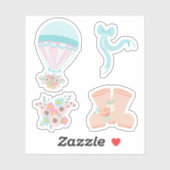 Fun Pastel Hot Air Ballon Floral Sticker (Vel)