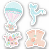 Fun Pastel Hot Air Ballon Floral Sticker (Voorkant)