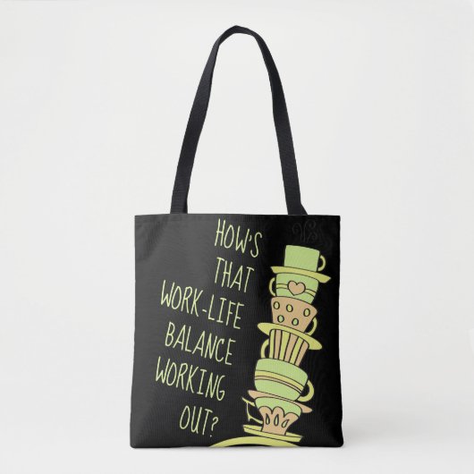 Fun Pastel Leaning Stack Coffee opnieuw te gebruik Tote Bag (Voorkant)