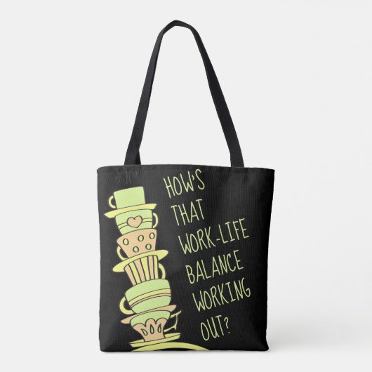 Fun Pastel Leaning Stack Coffee opnieuw te gebruik Tote Bag (Achterkant)