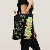 Fun Pastel Leaning Stack Coffee opnieuw te gebruik Tote Bag (Dichtbij)