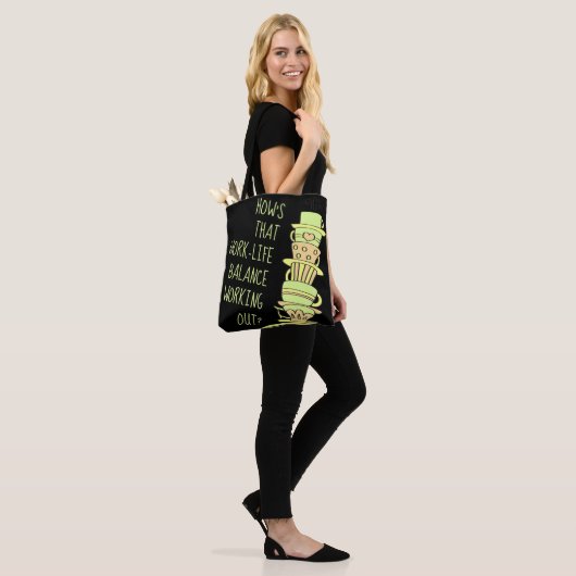 Fun Pastel Leaning Stack Coffee opnieuw te gebruik Tote Bag (Op model)
