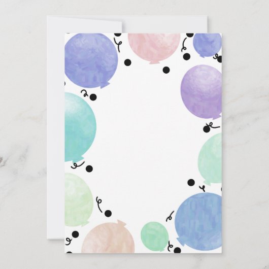 Fun Pastel Party Ballonnen Verjaardagsviering Kaart (Achterkant)