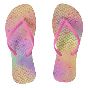 Fun Pastel Pink en Oranje Zeemeerminnen Patroon Teenslippers