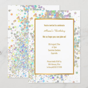 FUN PASTEL RAINBOW WHITE HOLOGRAPHIC SPOT BIRTHDAY KAART