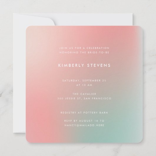 Fun Pastel Roze Mint Gradient Ombre Vrijgezellenfe Kaart (Achterkant)