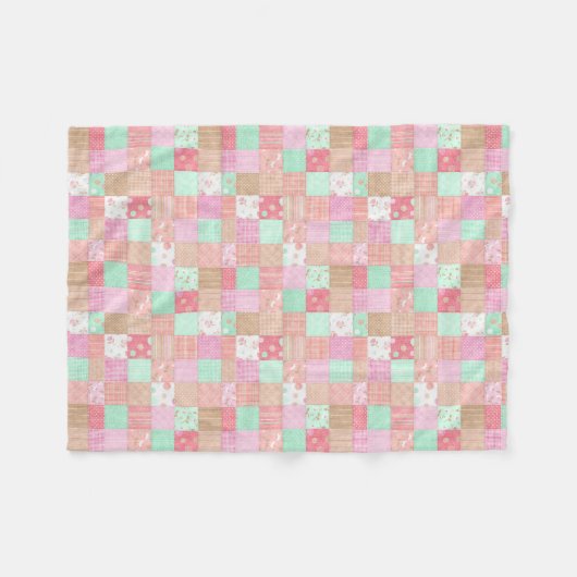 Fun Pastel Shabby Chic Patchwork Patroon Fleece Deken (Voorkant (Horizontaal))