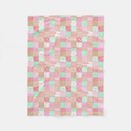 Fun Pastel  Shabby Chic Patchwork Patroon Fleece Deken (Voorkant)