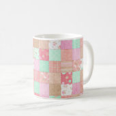 Fun Pastel Shabby Chic Patchwork Patroon Koffiemok (Voorkant rechts)