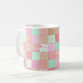 Fun Pastel  Shabby Chic Patchwork Patroon Koffiemok (Voorkant links)