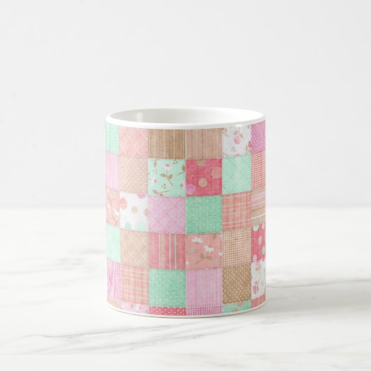 Fun Pastel Shabby Chic Patchwork Patroon Koffiemok (Center)