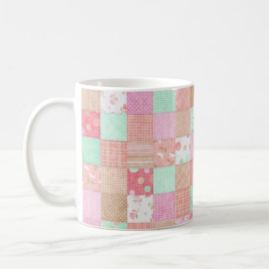 Fun Pastel Shabby Chic Patchwork Patroon Koffiemok (Links)