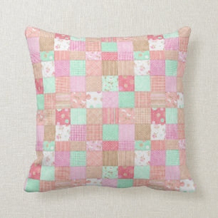 Fun Pastel Shabby Chic Patchwork Patroon Kussen