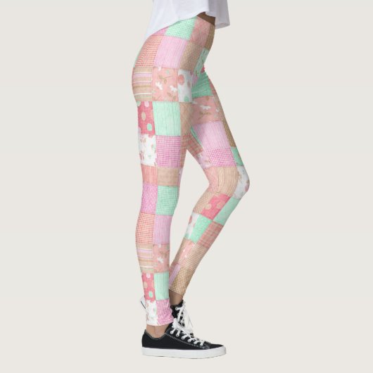 Fun Pastel  Shabby Chic Patchwork Patroon Leggings (Rechts)