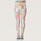 Fun Pastel  Shabby Chic Patchwork Patroon Leggings (Voorkant)