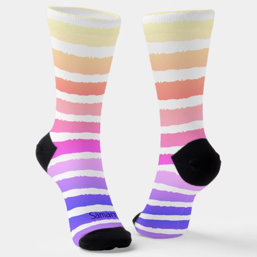 Fun Pastel Stripe Design Sokken (Gebogen)