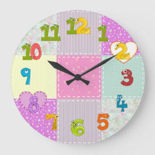 Fun patchwork klok met funky getallen voor kindere