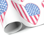 Fun Patriotic Hearts Wrapping Paper Cadeaupapier (Rol Hoek)