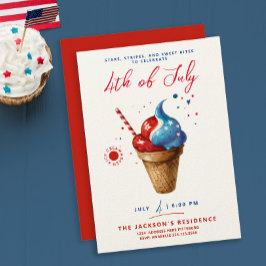 Fun Patriotic Ice Cream US Flag Rode Waterverf Kaart