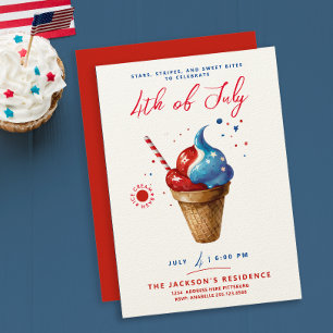 Fun Patriotic Ice Cream US Flag Rode Waterverf Kaart