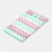 Fun Patterned Chevrons in roze en Blauwgroen geper Post-it® Notes (Schuin)