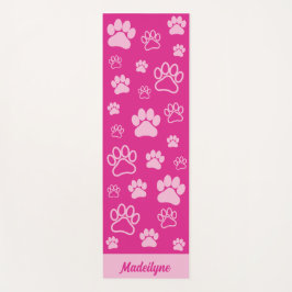 Fun Paw Cursive Monogram-Hot Roze en Lichtroze Yogamat