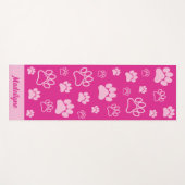 Fun Paw Cursive Monogram-Hot Roze en Lichtroze Yogamat (Voorkant (horizontaal))