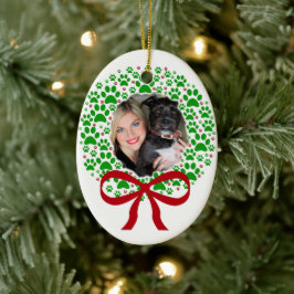 Fun Paw Prints Krans Foto Lijst Kerst Keramisch Ornament