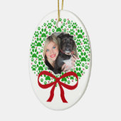 Fun Paw Prints Krans Foto Lijst Kerst Keramisch Ornament (Links)
