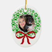 Fun Paw Prints Krans Foto Lijst Kerst Keramisch Ornament (Voorkant)