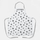 Fun Paw Prints Patroon Zilver Grijs Zwart Aangepas Schort (Voorkant)